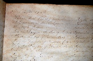 Parish register showing burial of a coachman who died at the inn in 1743 [P118/1/3]